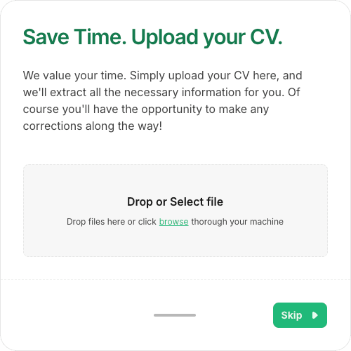 Sign up and upload CV